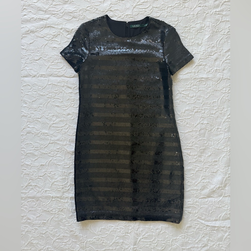 Lauren Ralph Lauren Black Sequin Sheath Dress